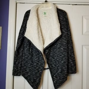 Green Tea Heather Sherpa Wrap Cardigan